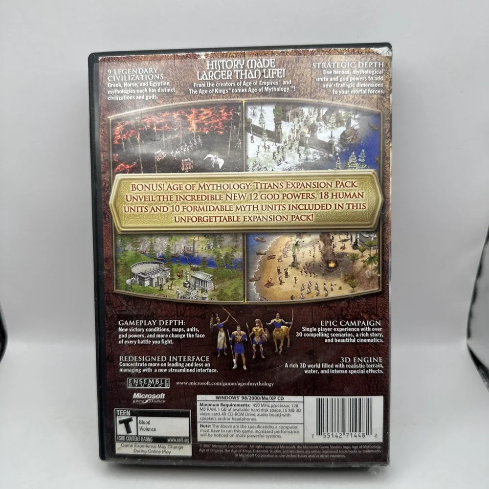 Age of Mythology Bonus Titans Expansion PC 2003 Complete Long Box Manual 3 Disc